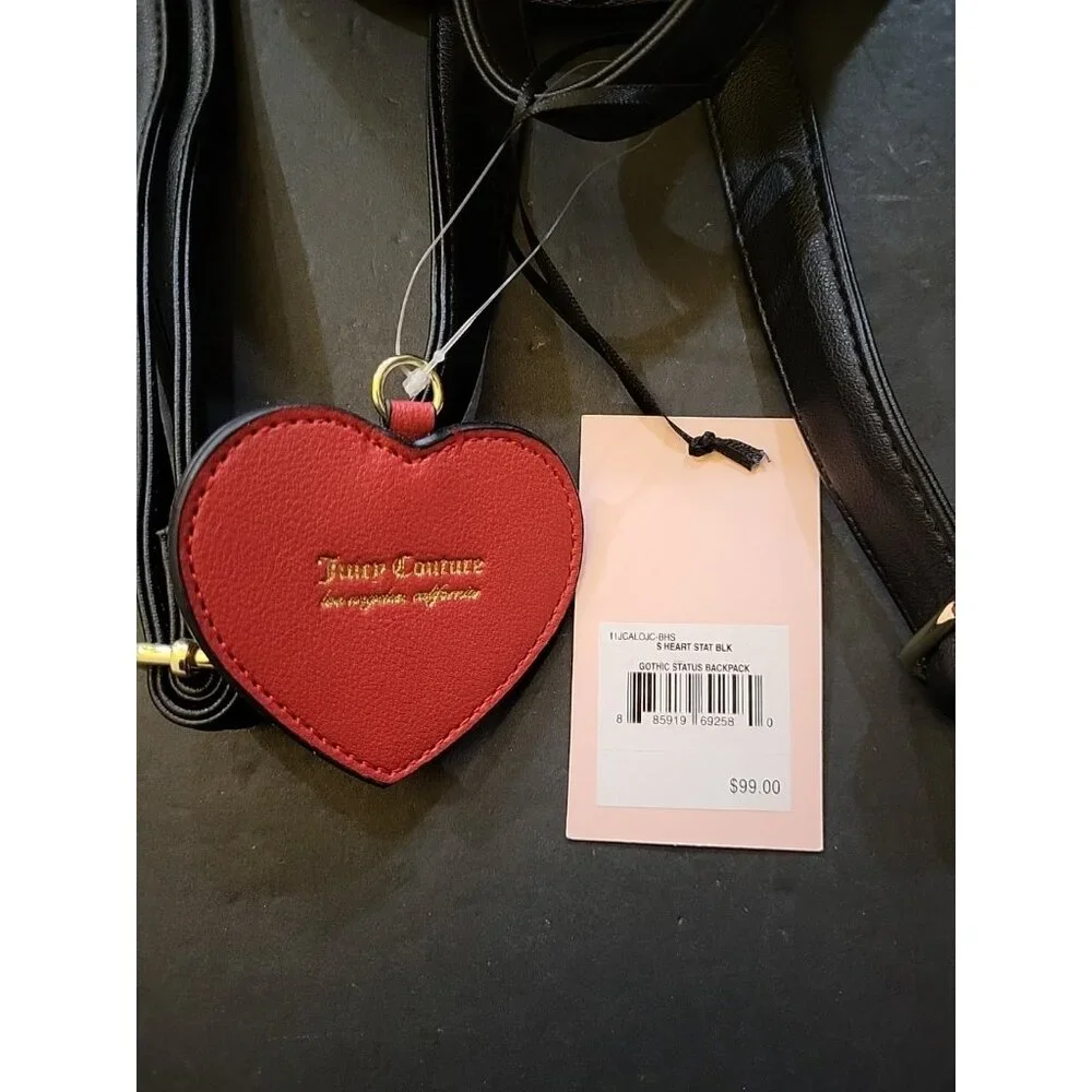 JUICY COUTURE Heart Gothic Status Backpack Grey & Black with Red & Pink Hearts - Picture 4 of 9